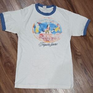 Vintage Tequila Sauza Anvil White Tee with Blue Trim Size L Chicken